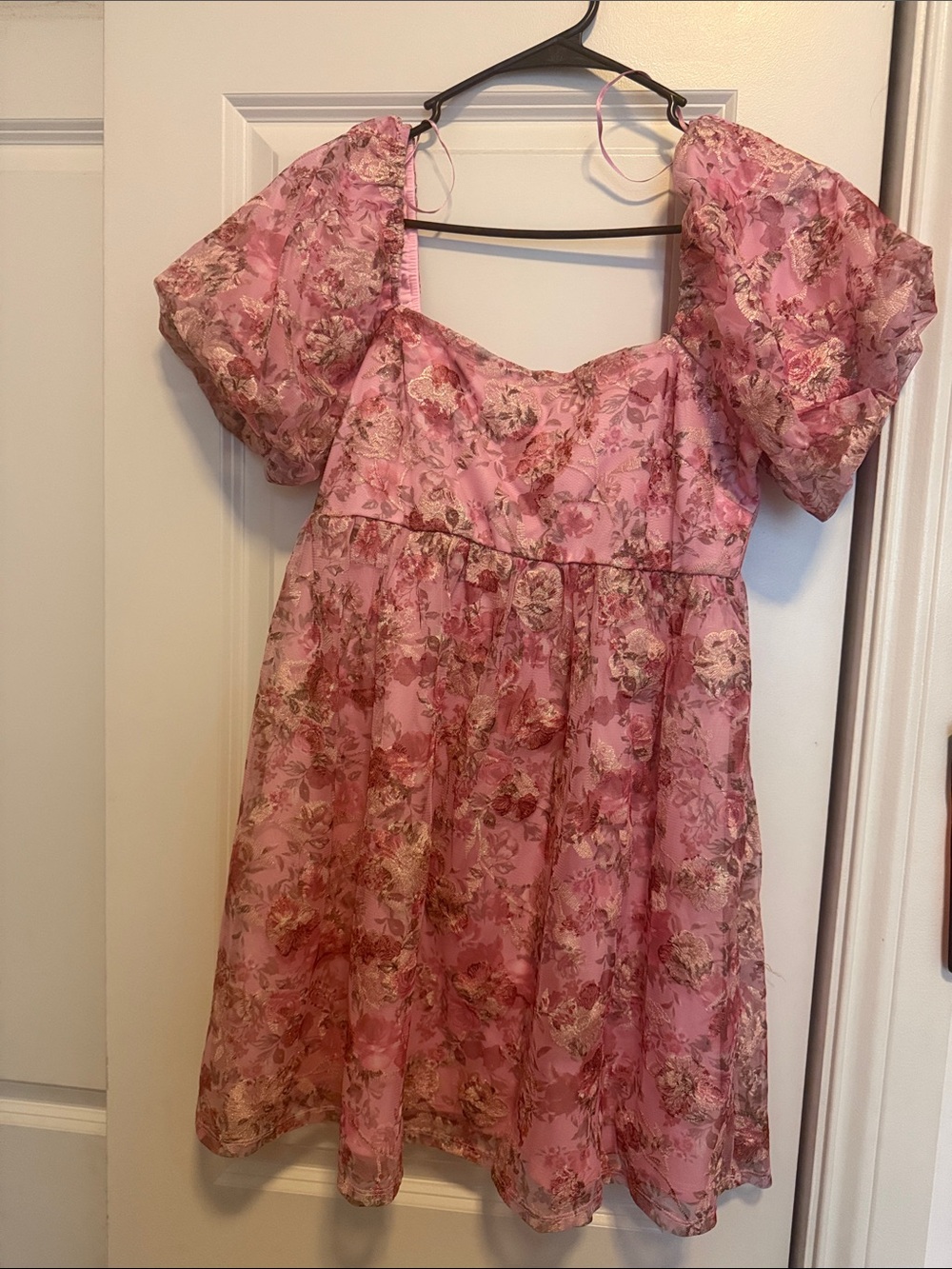 Francesca Pink Floral Mini Dress with Puff Sleeves